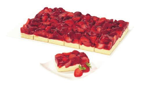 Blechkuchen 20 150104 Erdbeer Frucht-Schnitte Auf einem Biskuitboden liegt köstlicher Sahnepudding, mit halben