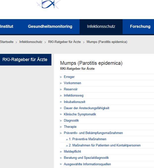 Neuer RKI-Ratgeber für Ärzte zum Thema Mumps http://www.rki.