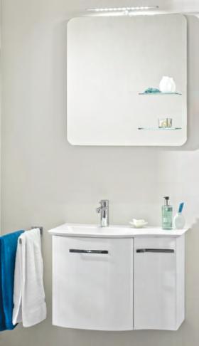 Waschbeckenunterschrank, Mineralgusswaschbecken, Flächenspiegel mit 2