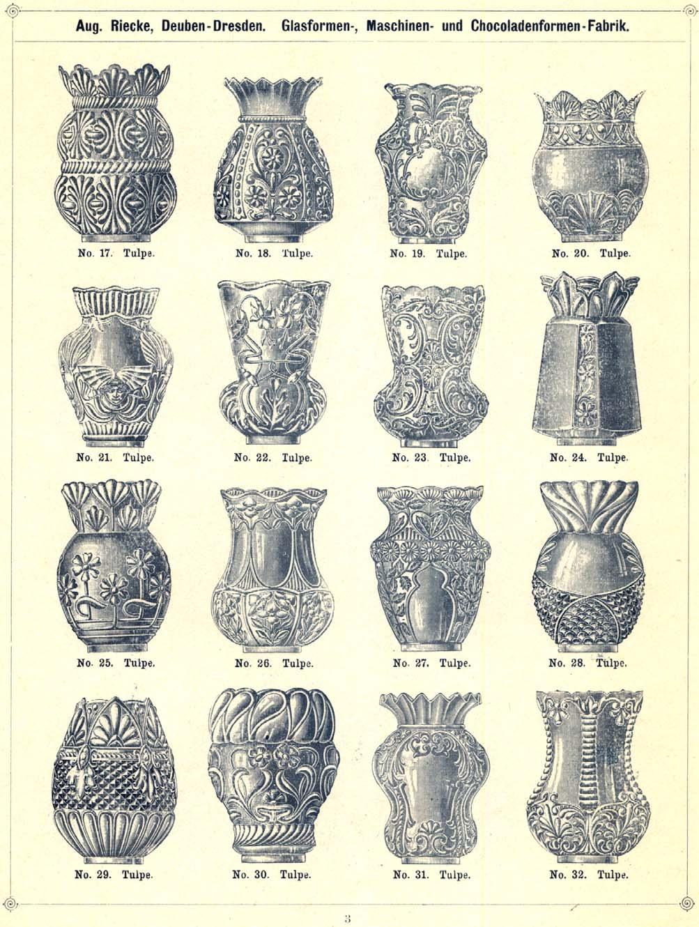 Abb. 2015-1-01/07; MB Riecke für Glasformen, vor 1905, Tafel 3, Formen für geblasene