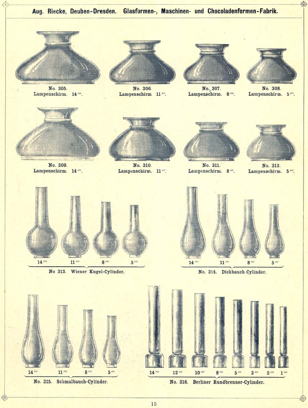 Abb. 2015-1-01/19; MB Riecke für Glasformen, vor 1905, Tafel 15, Formen für geblasene