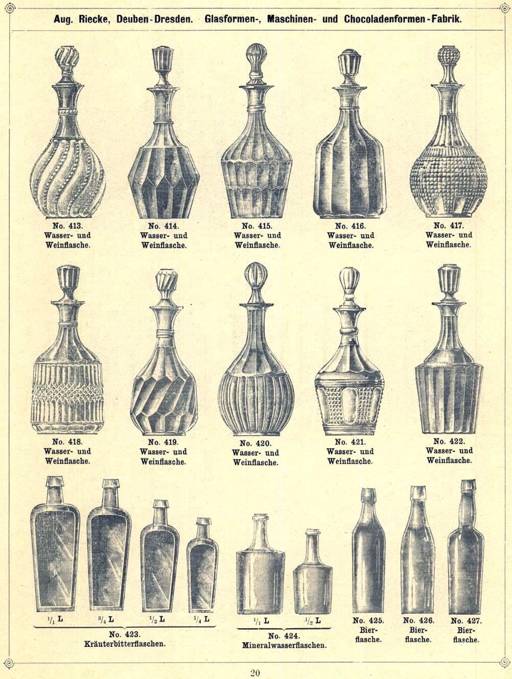 Abb. 2015-1-01/24; MB Riecke für Glasformen, vor 1905, Tafel 20, Formen für