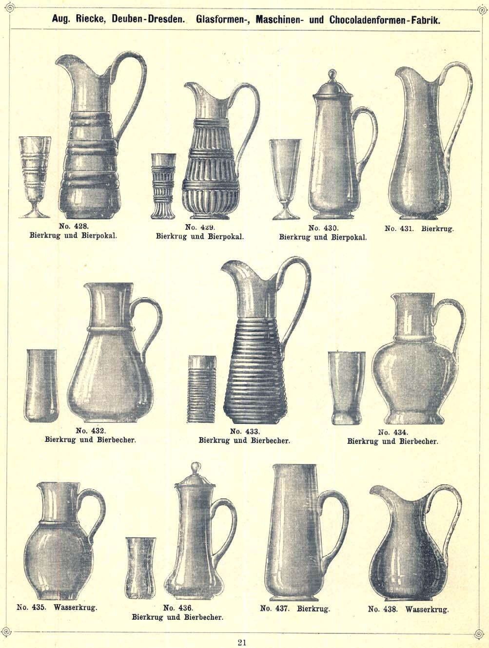 Abb. 2015-1-01/25; MB Riecke für Glasformen, vor 1905, Tafel 21, Formen für