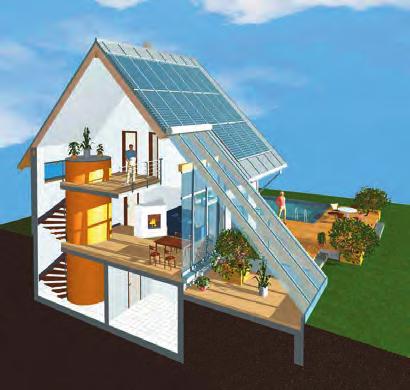 23 Solare Heizungsunterstützung g Solare Heizungsunterstützung In modernen Häusern kann ein erheblicher Teil des Gesamtenergiebedarfs für die Trinkwassererwärmung und Raumheizung