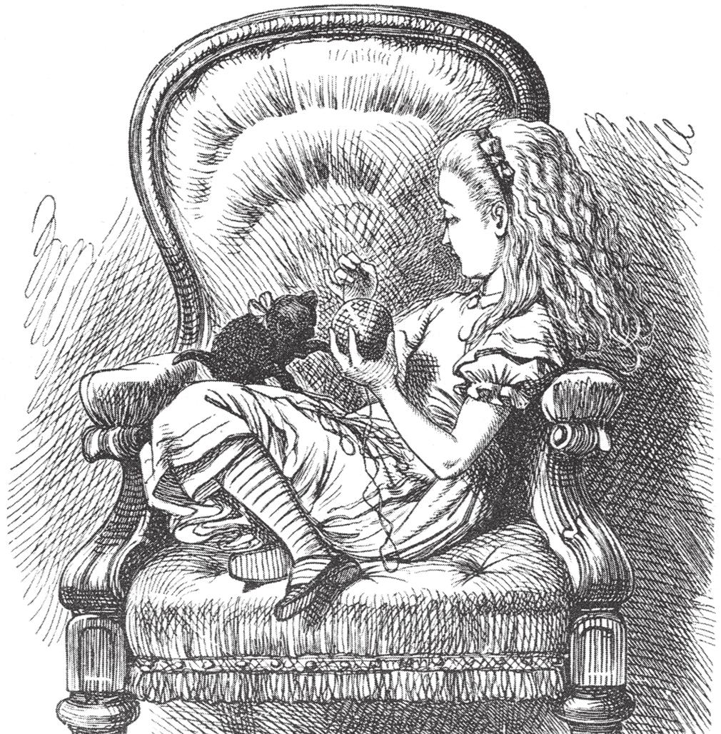 Das schwarze Kätzchen war schon im Laufe des Nachmittags dran gewesen, und während Alice, in eine Ecke des großen Sessels