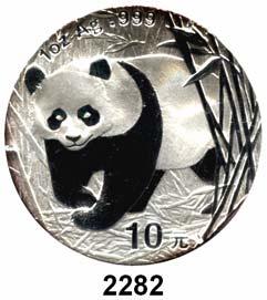 Panda in einer Astgabel beim Verzehr von Bambus In Kapsel....Prägefrisch 50,- 2280 10 Yuan 1997.