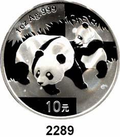 Zwei Pandas...Prägefrisch 35,- 2290 10 Yuan 2009 (Silberunze). Schön 1716. KM 1865. Zwei Pandas In Kapsel.