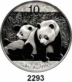 Panda mit Jungtier In Kapsel...Prägefrisch 35,- 2294 10 Yuan 2011 (Silberunze). KM 1980. Schön 1802.