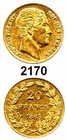 153 Belgien Leopold I. 1831 1865 2170 20 Francs 1865. L. WIENER. GOLD (5,8g FEIN). KM 23. Fb. 411...Min. Rdf.