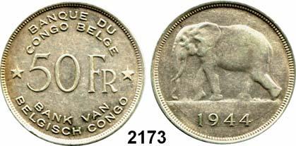 Jeweils im Folder.... Prägefrisch Orig. 50,- Belgisch - Kongo Leopold III. 1934 1950 2173 50 Francs 1944. KM 27.