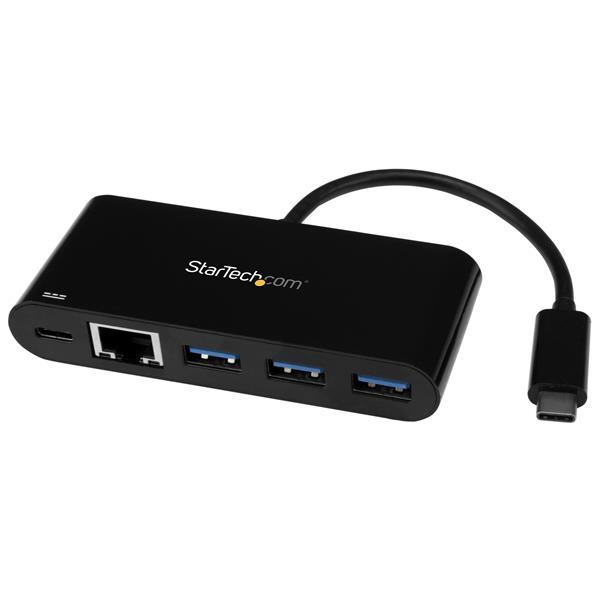 USB-C auf Ethernet Adapter mit 3 Port USB 3.0 Hub und Stromversorgung Product ID: US1GC303APD Fügen Sie Ihrem USB-C-fähigen Laptop, Tablet oder Desktop-Computer leistungsstarke Konnektivität hinzu.