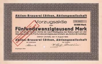 Tonhalle in Minden. Die Aktien notierten seit 1890 bei äußerst sporadischen Umsätzen an der Börse Hannover, später im ungeregelten Freiverkehr Düsseldorf.