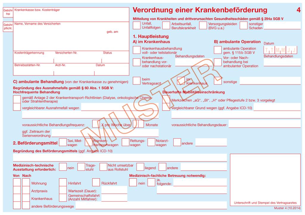 Fallbeispiel 3 Krankenfahrt zur ambulanten psychotherapeutischen Behandlung Eine Patientin mit Anpassungsstörung, die seit mehreren Jahren an Multipler Sklerose (MS) erkrankt ist, be fin det sich