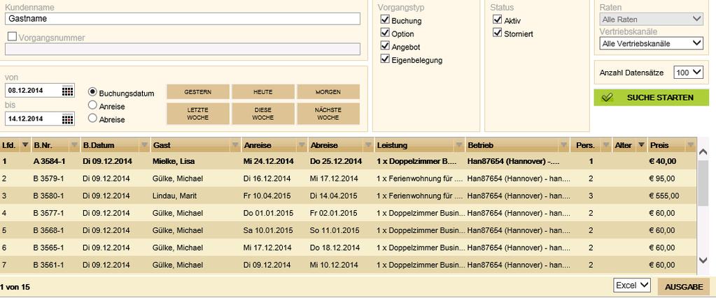 Nach erfolgreicher Suche erhalten Sie