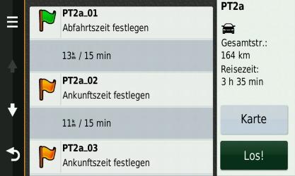 com/de-de/shop/downloads/basecamp, dort kann man es herunterladen, installieren und dann unsere Routen auf das Navi übertragen. Wird der Bildschirm mit den Routen angezeigt dann wählen wir z. B. die PT2a aus.