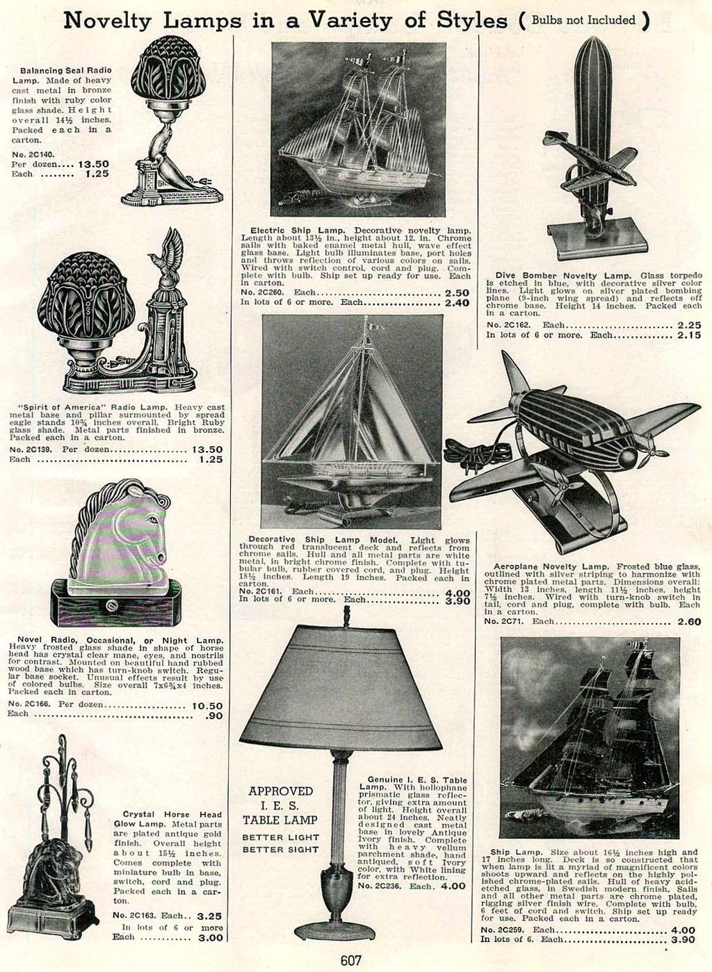 Flugzeug als Lampenschirm, form-geblasenes, mattiertes Glas, Metallteile verchromt Katalog, Novelty Lamps in a Variety of