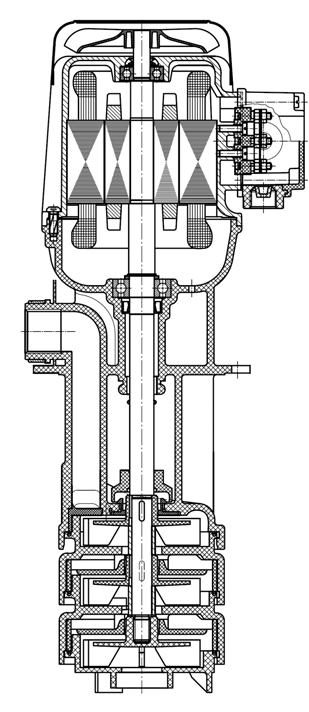 4. Aufbau und Funktion Seite 16 DE 4.3 PRT / PRA / HCT Das nebenstehende Bild zeigt den prinzipiellen Aufbau der Pumpenbaureihe PRT / PRA / HCT. Die Pumpen werden im Saugbetrieb eingesetzt.