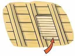 QUARTIERE AUF DACHBÖDEN Sparrendach und Sparrenfeld Für die spaltenbewohnenden Arten, wie zum Beispiel das Braune Langohr, können im Dachbodenraum neue Hang- und Versteckmöglichkeiten geschaffen