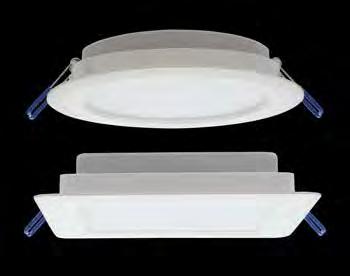 LED Downlight Slim EcoMax Fakten Vorteile Extrem flaches Design, nur 34mm Höhe Effizienz von 85lm/W Verfügbar als runde und quadratische Version Zwei Lumenpakete 30 cm Anschlußkabel Integrierter