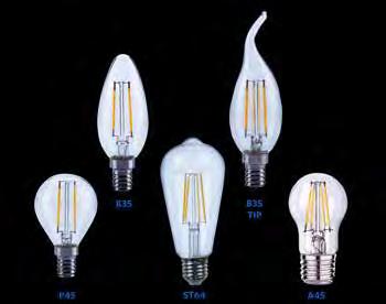 LED Filament A45, B35, B35BT, P45, ST64 Fakten Vorteile Flackerfrei Klassische Glühlampenform gewährleistet einfachen Austausch Gleiche Optik wie traditionelle Glühlampen Dimmbare (ST64 & A45) und