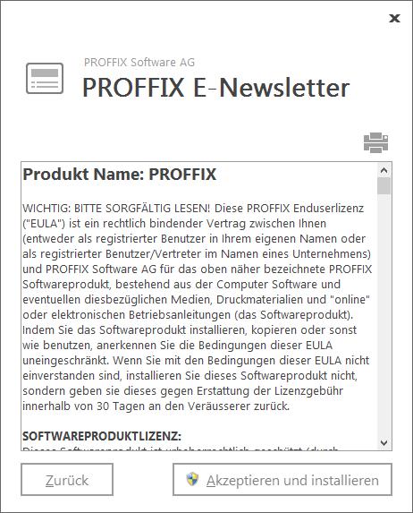 Geben Sie hier das Verzeichnis ein, in welchem Sie die PROFFIX E-Newsletter WebService Dateien speichern wollen.