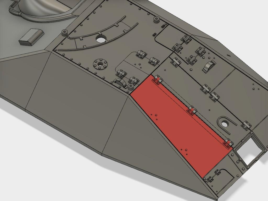 Schritt 11 Motorklappe in einpassen. Den beigefügten 1mm-Messingdraht entsprechend kürzen und in die Scharnierlöcher einkleben.