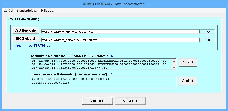 2 Convertierung 2.1 DATEI-Convertierung Sie haben eine CSV-DATEI erstellt mit vielen zu erweiternden Bankverbindungen. ALTERNATIVE 1 (Spalte A=BLZ, Spalte B=KONTO, Spalte C..usw.