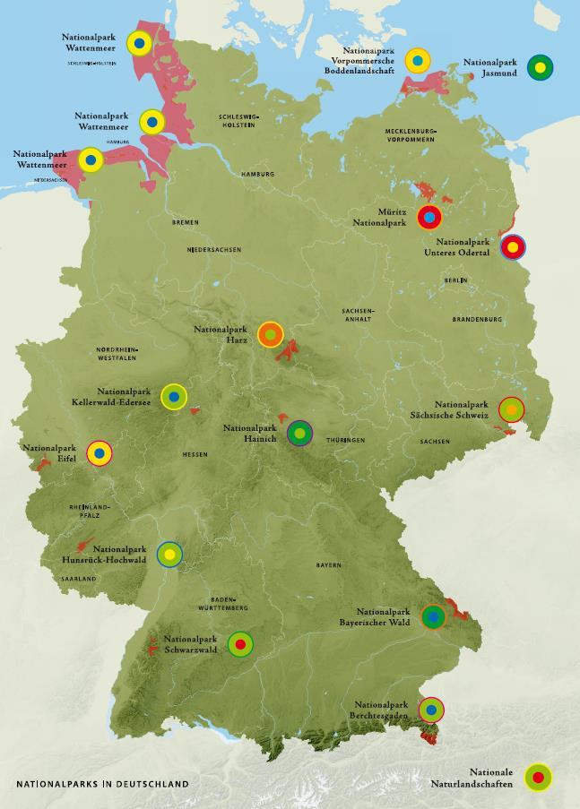 Wie viele Nationalparke in Europa: > 300 im Sinne der Vorgaben der IUCN Karte Deutschland und NP in