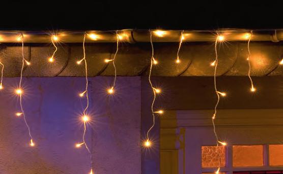 LICHTERVORHÄNGE & -NETZE, LICHTEFFEKTE Konstsmide LED Eisregen Lichtervorhang: 200 warm weiße Dioden, 24 V Außentrafo, weißes Kabel, Zuleitung: