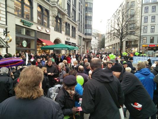 16 mehrere hundert Demonstranten auf Hamburger Rathausplatz vor Stadtentwicklungsausschuss