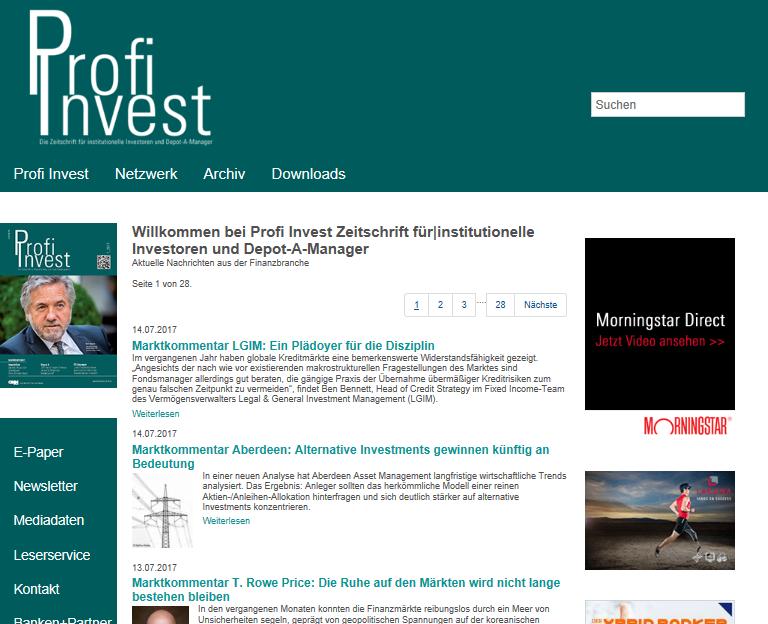 Fachmagazin für Private-Banking-Experten und Depot-A-Manager Factsheet Profi Invest profiinvest-online.de profiinvest-online.