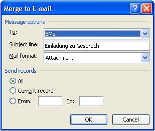 3.4 Serienbrief per E-Mail versenden 1. Wenn Sie den erstellten Serienbrief per E-Mail verschicken möchten, dann klicken Sie auf den Reiter Mailings. 2.