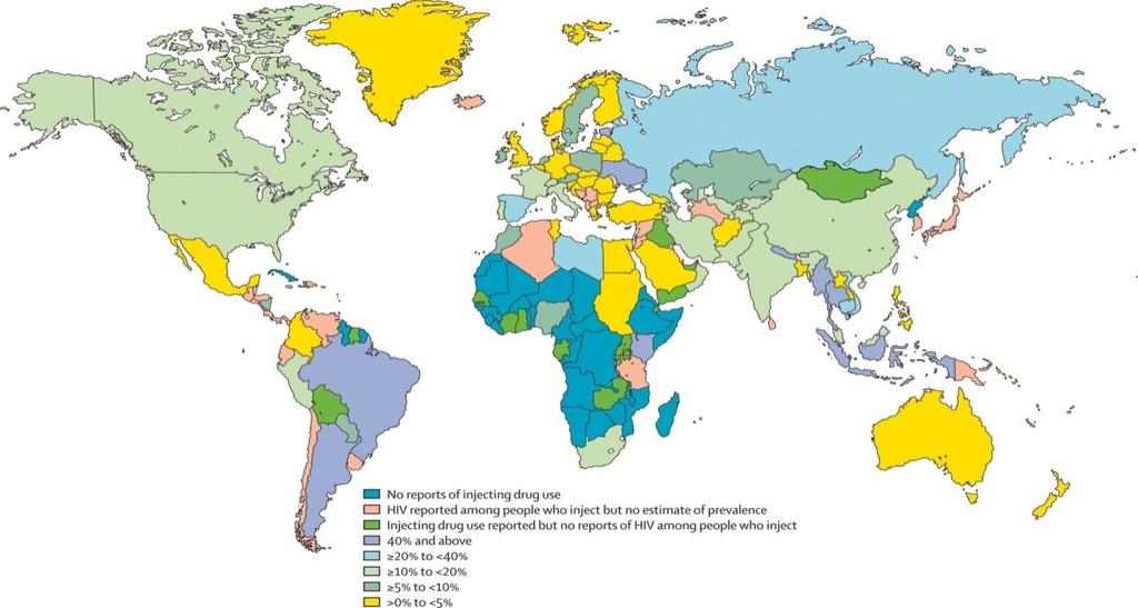 HIV Prävalenz unter PWID: Global View Estland: 72% Ukraine: 42% Brasilien 48% Nepal: 42% Thailand: 43% Argentinien:
