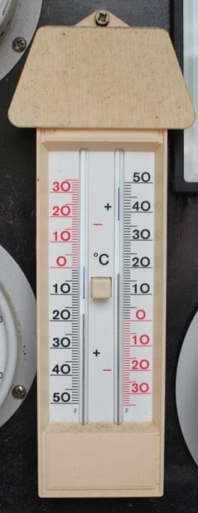 (mechanisch) Aktuelle Temperatur (18 C) Höchste und tiefste seit Rückstellung erreichte Temperaturen (12 C bzw.