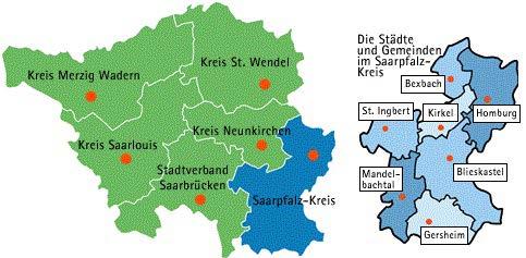 1.6 Darstellung der Gebietskulisse Der Saarpfalz-Kreis wurde im Rahmen der kommunalen Gebiets- und Verwaltungsreform im Saarland zum 1. Januar 1974 gebildet.