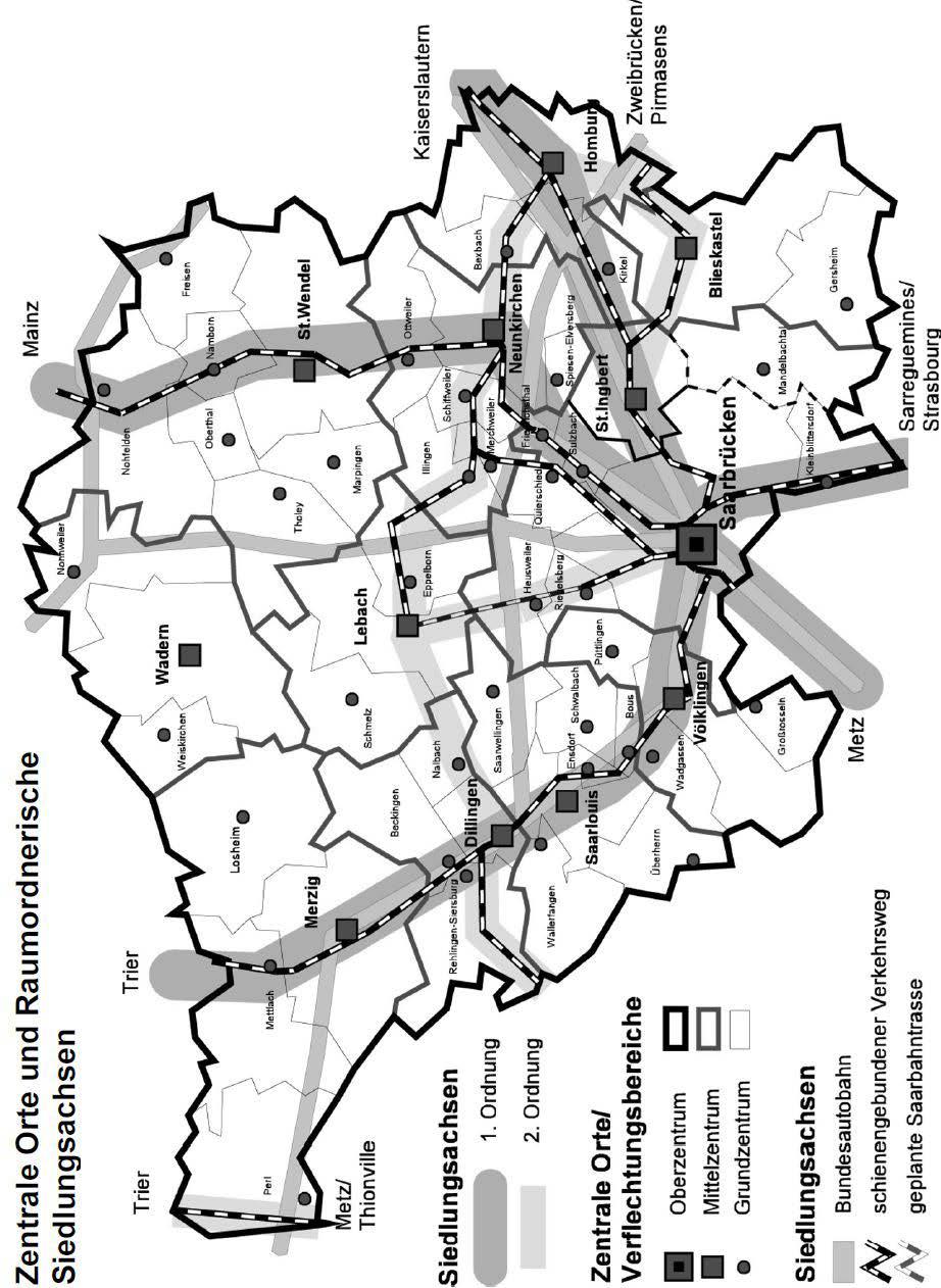 Abbildung 5: Raumordnerische Siedlungsachsen im Saarland Quelle: Landesentwicklungsplan des Saarlandes (2006)