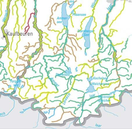 Abschnitte mit hohem ökol. Potential. ab der Loisachmündung Gewässerstrukturmaßnahmen.
