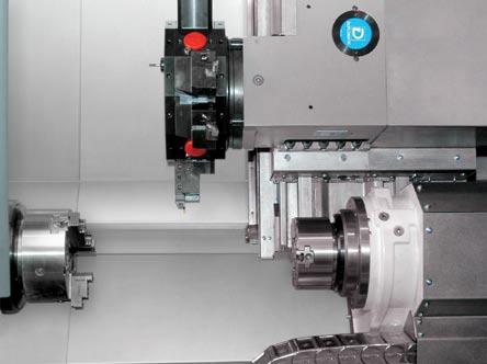 motors provide the high dynamics of spindle functions and a powerful rotary axis C > Carriages of linear axes, the right headstock or tailstock body move on the rolling guideways and guarantee high