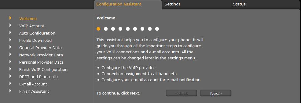 Konfigurationsassistent ausführen Web-Konfigurator Telefon am PC konfigurieren Dieser Assistent hilft Ihnen bei der Konfiguration Ihres Telefons.