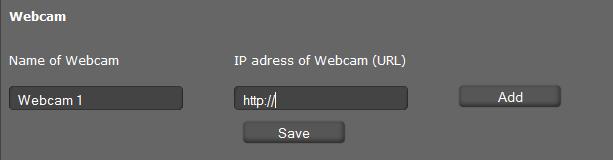Webcam auswählen Bereits konfigurierte Webcams werden angezeigt. Einstellungen des Telefons über Web-Konfigurator Geben Sie einen Namen und die URL für die Webcam ein.