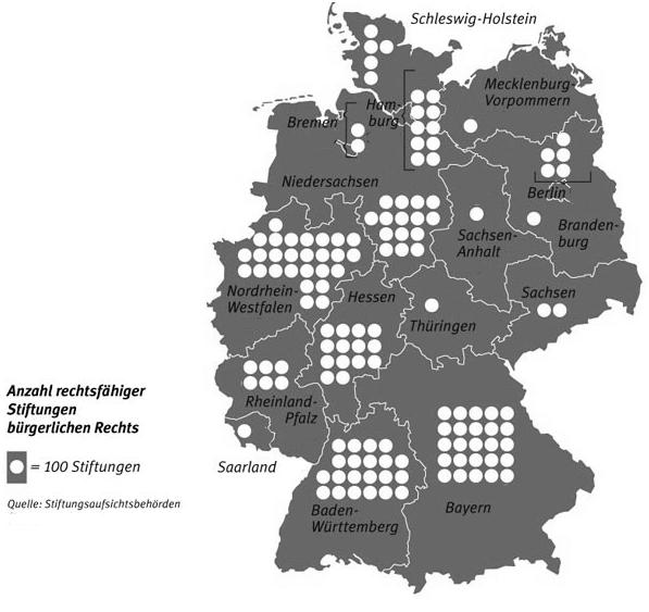 A4 Lies die Antworten aus der Karte ab. Das Bundesland mit der größten Anzahl an Stiftungen: Nordrhein-Westfalen Gib ein Bundesland an, das etwa doppelt so viele Stiftungen wie Berlin hat.