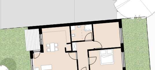 Entwurfskonzept: 5 Wohnungen Durchgang im EG zum Pavillon EG: