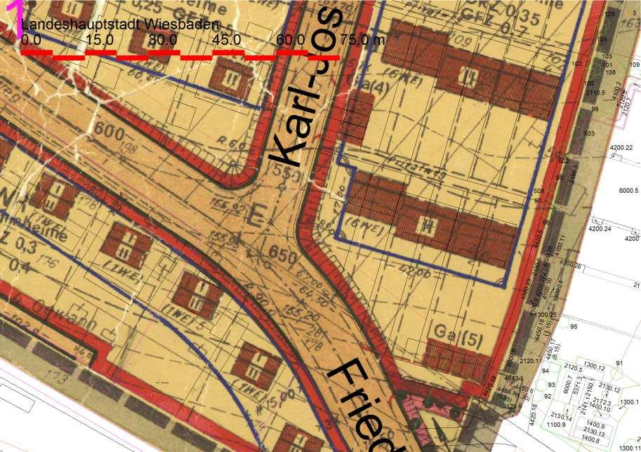 Planungsrecht: Ausschnitt aus dem Bebauungsplan 1969 / 05 Lahnstraße (Westteil): Hinweis: Der Bebauungsplan Entwurf Wellritztal- 1.