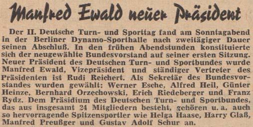 Bereits zum neunten Mal wählten die Leser der Tageszeitung Junge Welt Täve Schur zum Sportler des Jahres. Männer: 1. Gustav Adolf Schur (Radsport) Stimmen 2. Stimmen 3. Stimmen 4. Stimmen 5.