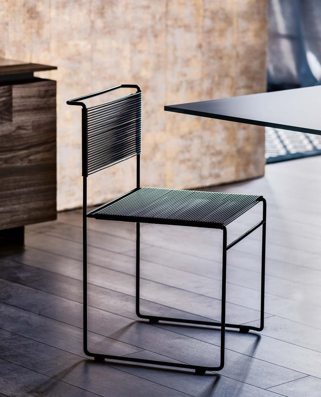 58 ARIA 59 ARIA Design: Giorgio Cattelan Sedia con telaio in acciaio verniciato bianco, nero o graphite opaco.