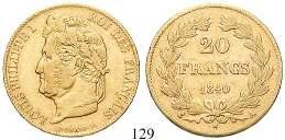 , 1824-1830 20 Francs 1830, A. vertiefte Randschrift. Gold.