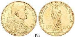 verkleinert 193 Pius XI., 1922-1939 100 Lire 1936. Gold. 7,92 g fein. Friedb.