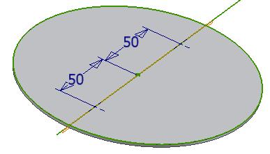 hinsetzen, jeden koinzident auf die Projektionsachse setzen, Abstand zur Mitte=50 5.