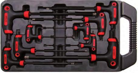 Innensechskant- und T-Profil Winkelschlüsselsatz, 16-tlg. - 8 T-Griff-Schlüssel Innensechskant: 2x75 mm, 2.