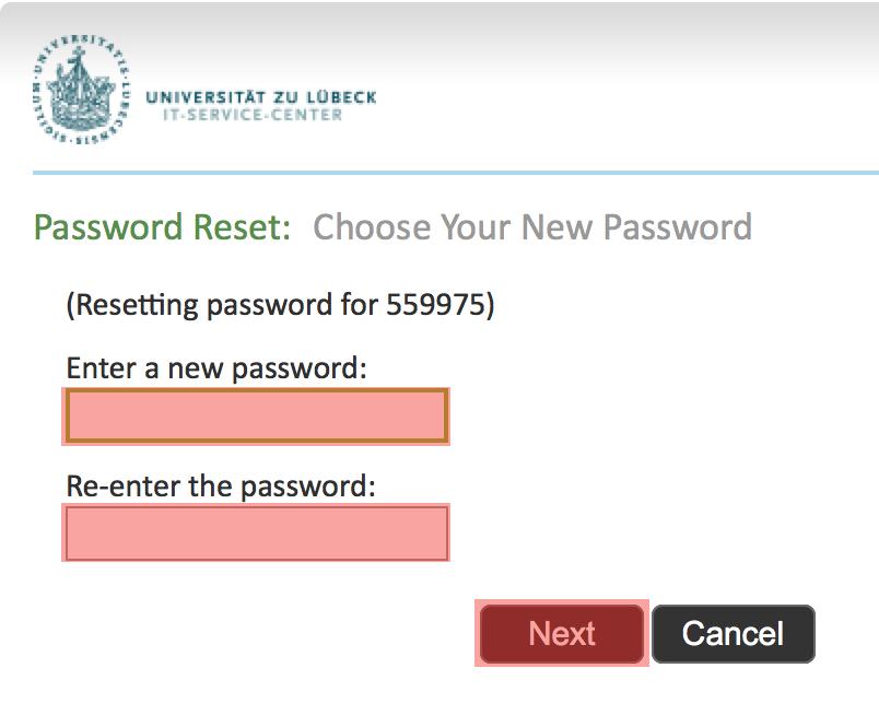 Passwort ändern Geben Sie Ihr neues Passwort zweimal ein Das Passwort muss mindestens einen Klein-